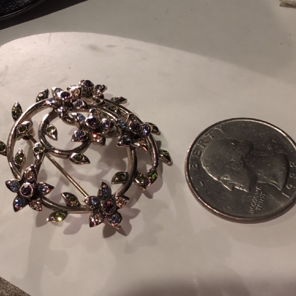 Monet Floral Brooch with Multicolor Stones Accents - Picture 8 of 8